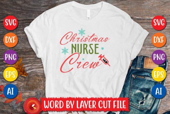 Christmas Nurse Crew SVG Design for Graphics and T-Shirt Designs