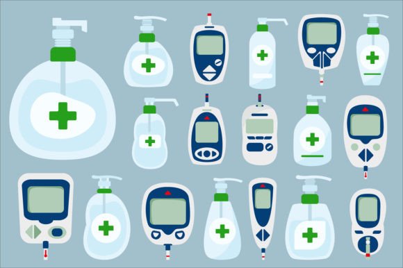 Glucometer and Hand Sanitizer Medical Graphics